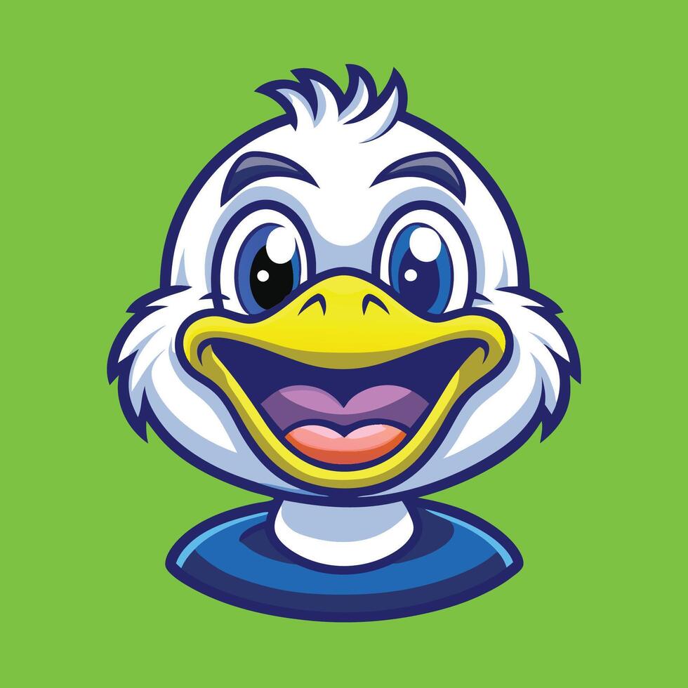 Animated Yellow Duck with Delightful Expression on a Pristine White Background vector