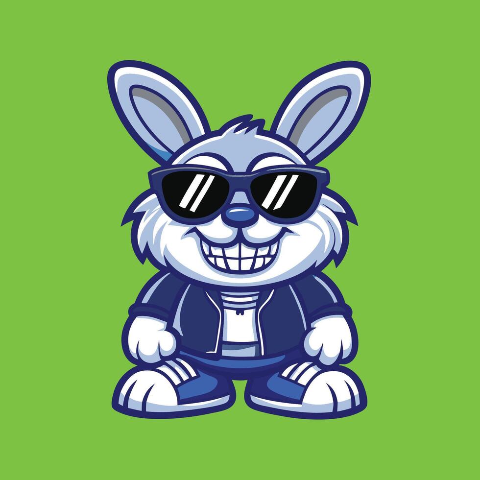 Chilling Bunny Mascot Logo Character with Vibrant Colors vector