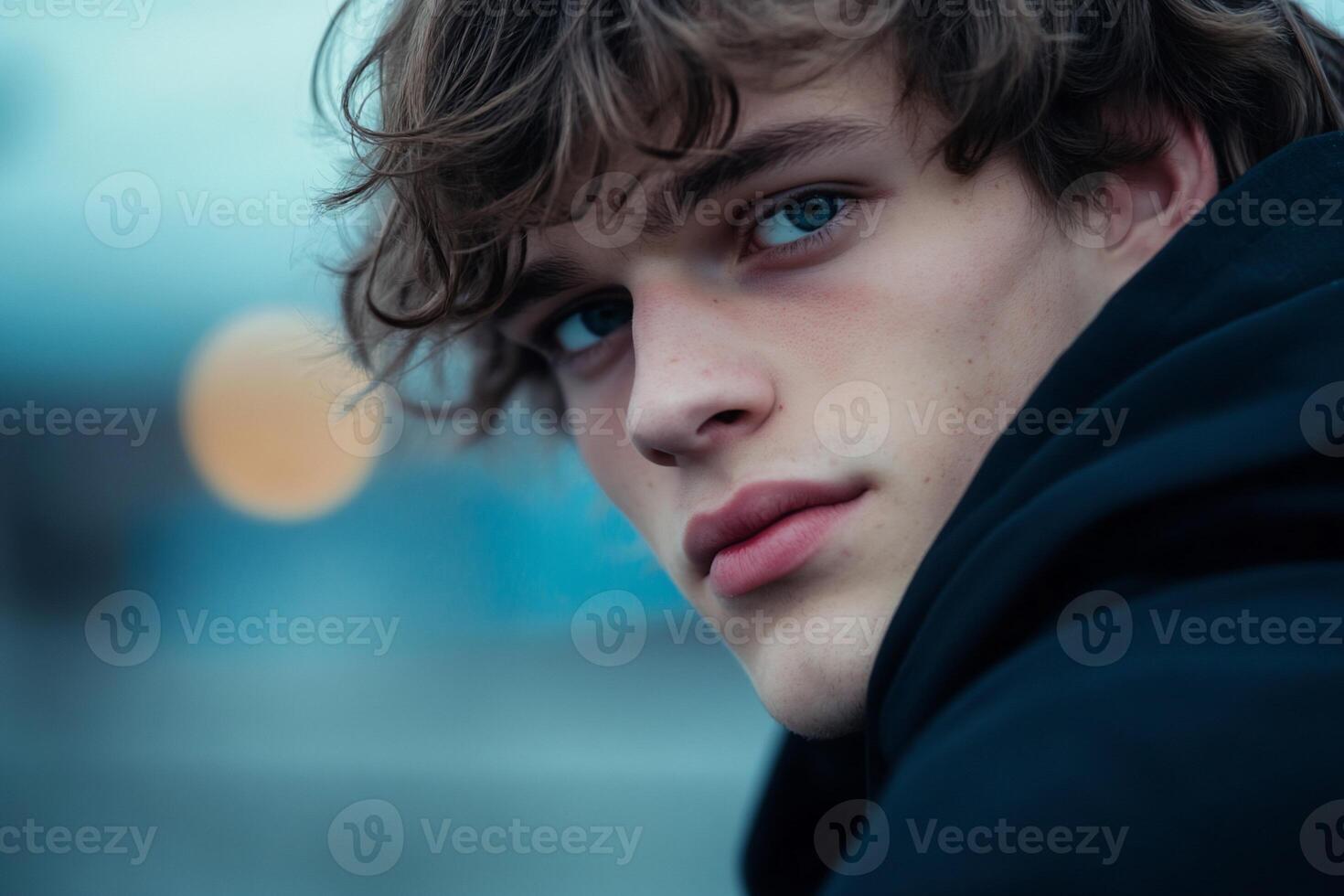 A man with a black hoodie photo