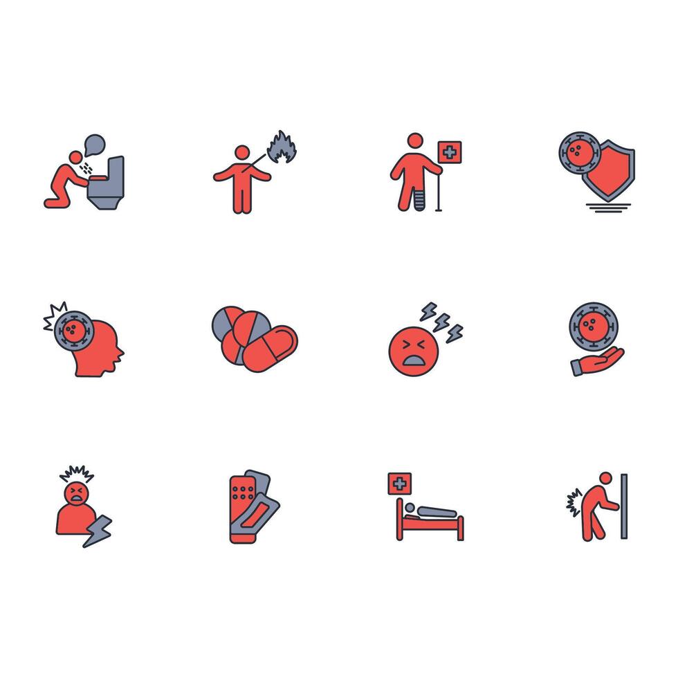 sickness colours icon set vector