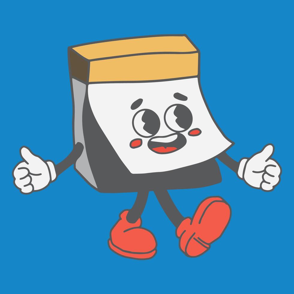 calender retro character design mascot vector