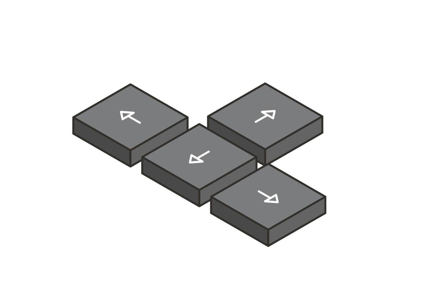 Keyboard control keys with arrow keys in flat isometric style. Illustration of keyboard elements. vector