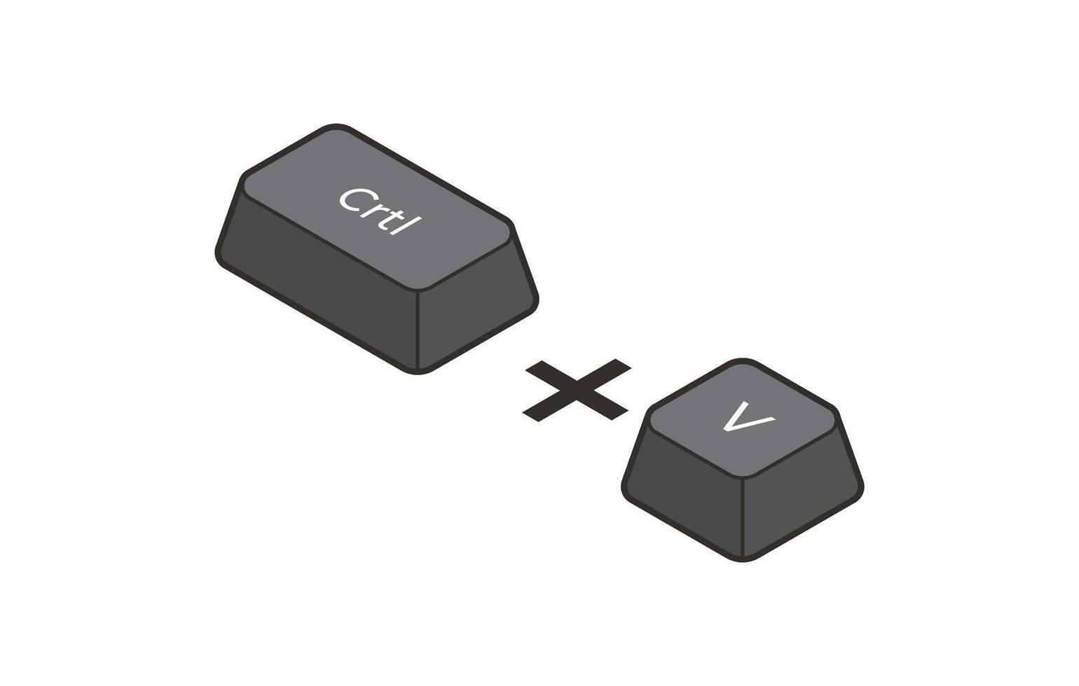 Keyboard shortcuts icon Crtl and V in isometric style. Illustration of keyboard elements. vector