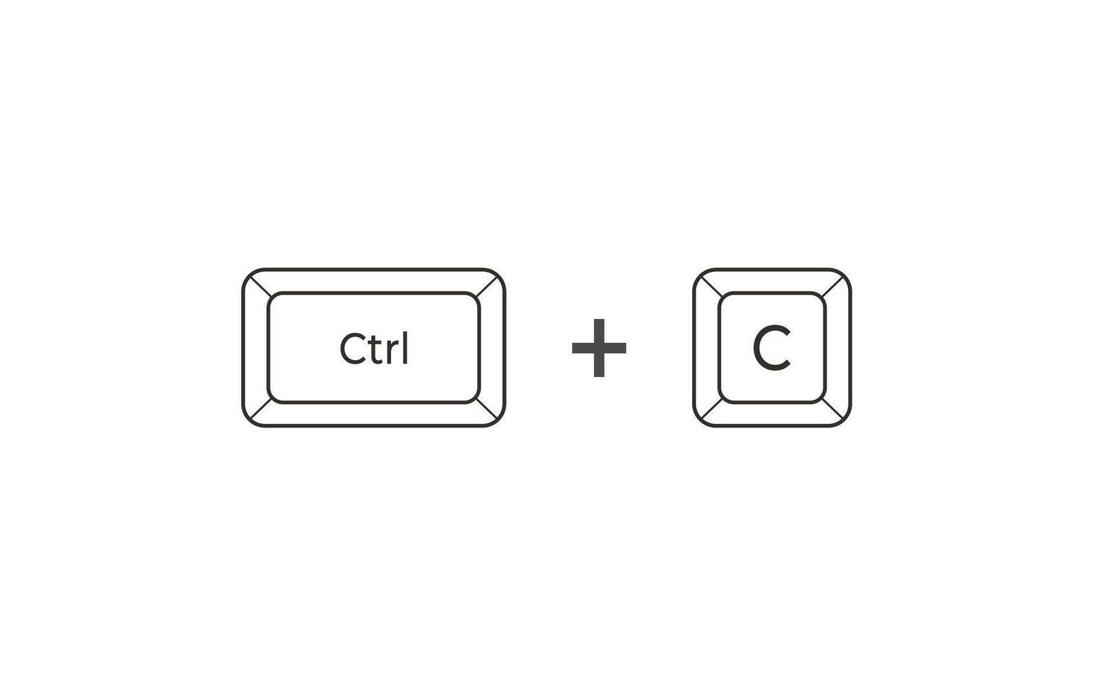 Crtl and C keyboard shortcuts in flat style. Illustration of keyboard elements. vector