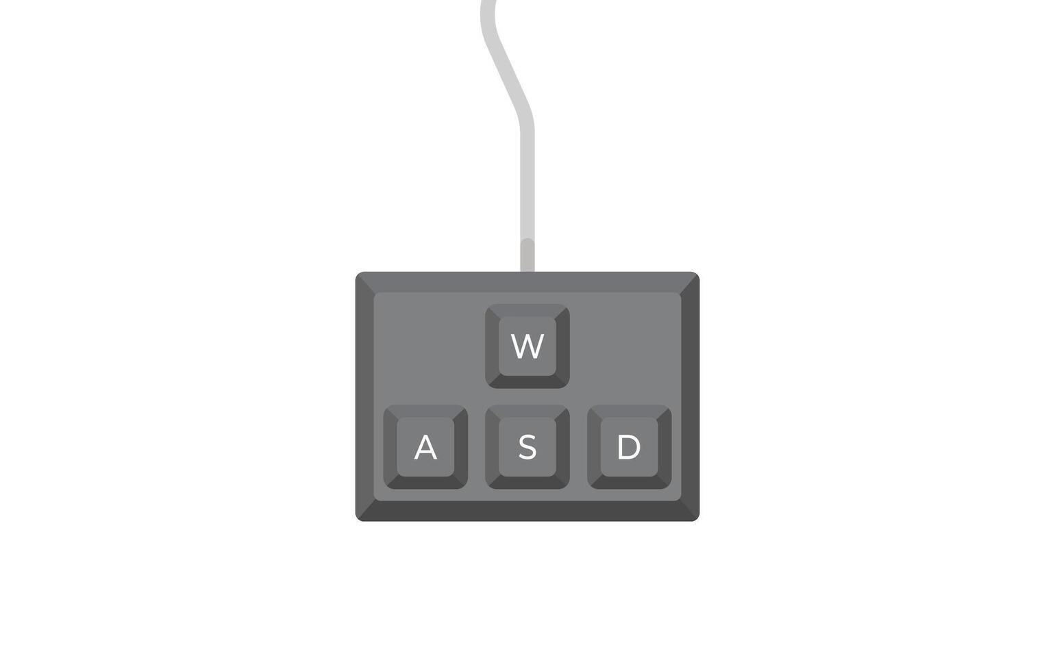Keyboard control keys A,W,S,D in simple flat line style. Illustration of keyboard elements in minimalist style. vector