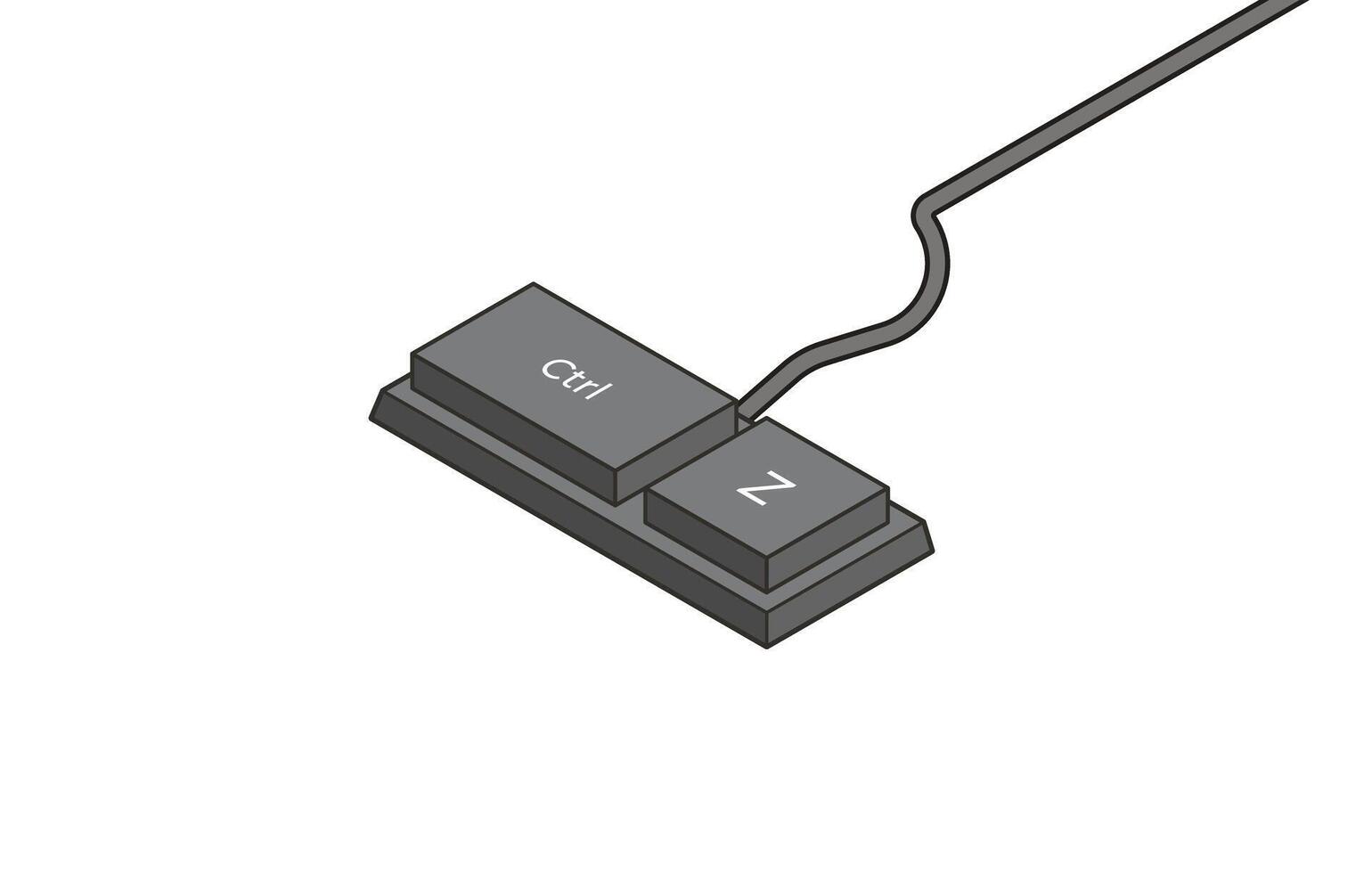 Keyboard simple shortcuts Crtl and Z in isometric style. Illustration of keyboard elements. vector