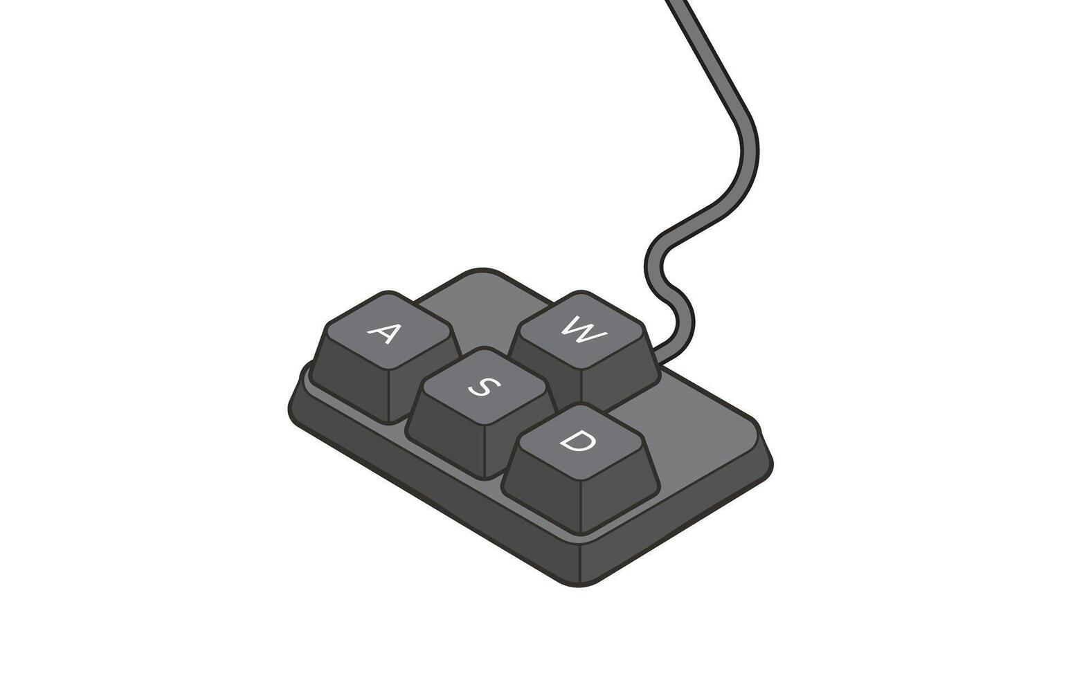 Keyboard control keys A,W,S,D in isometric style. Illustration of keyboard elements in simple style. vector