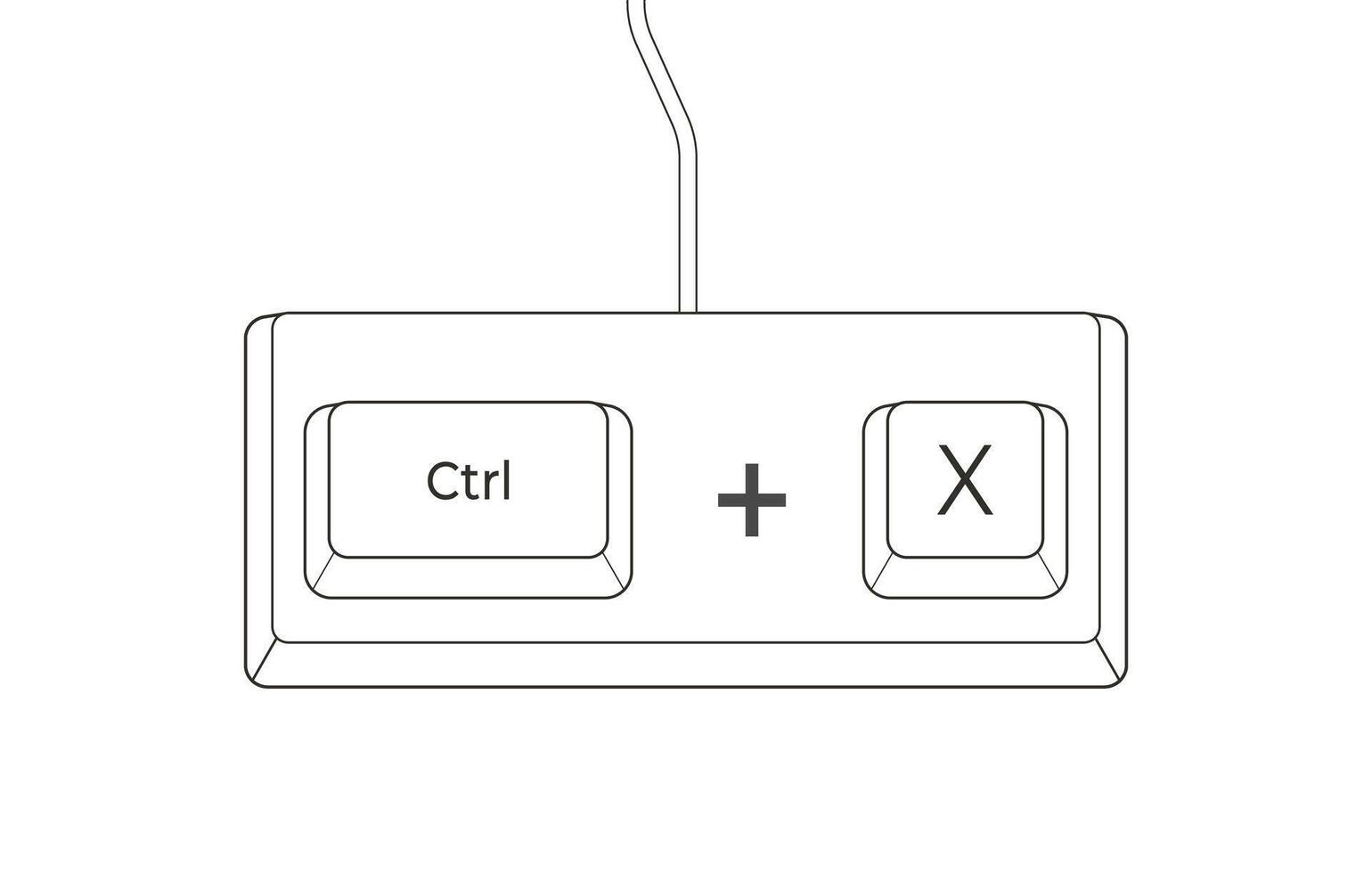 Crtl and X keyboard shortcuts in flat style vector