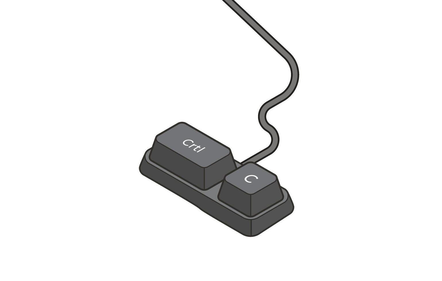Keyboard illustration shortcuts Crtl and C in isometric style. Illustration of keyboard elements. vector
