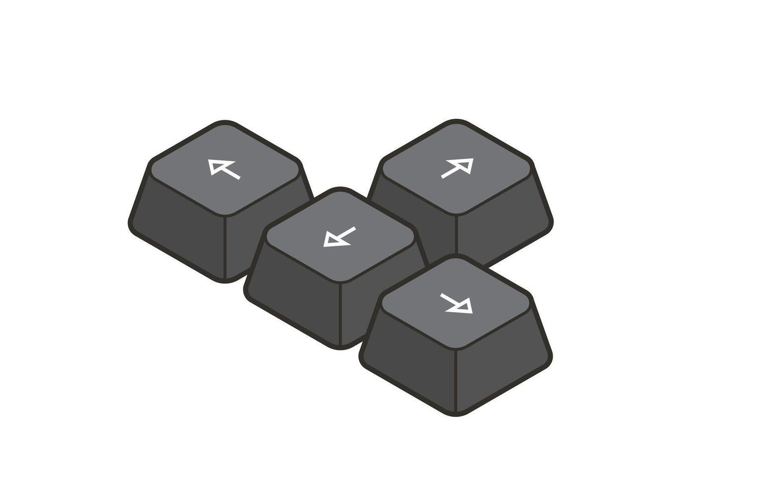 Keyboard control keys with arrow keys in isometric style. Illustration of keyboard elements in simple style vector