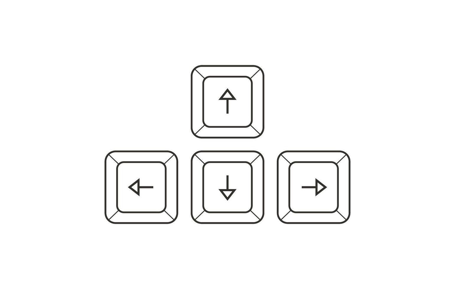 Keyboard simple control keys with arrow keys in flat style. Illustration of keyboard elements. vector