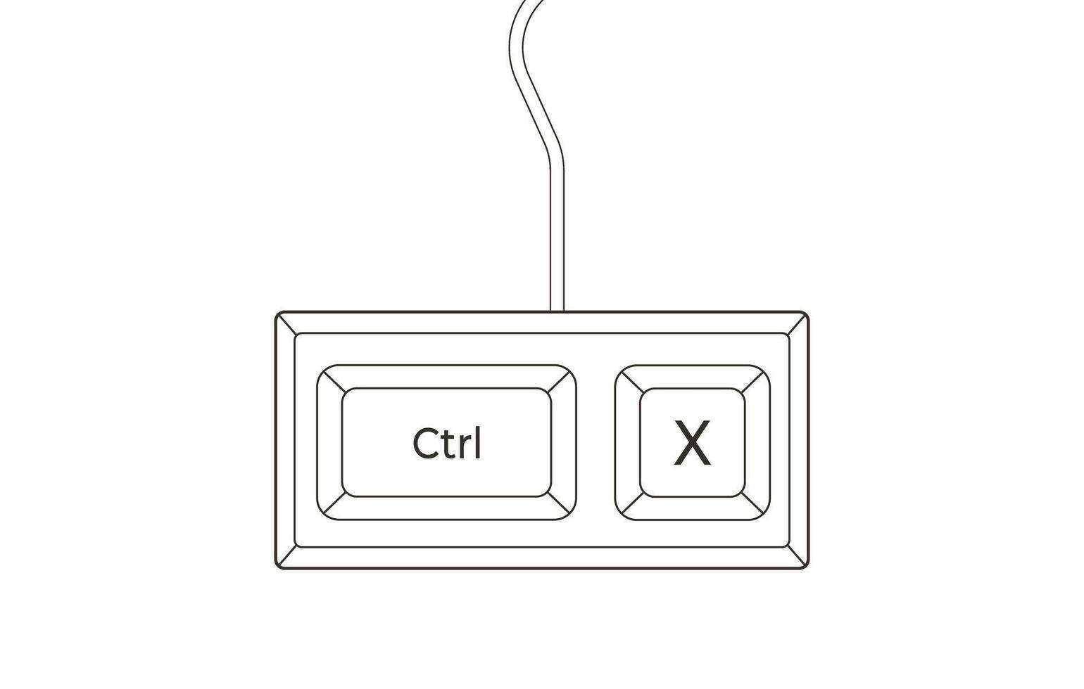 Crtl and X in simple keyboard shortcuts in flat style. Illustration of keyboard elements. vector