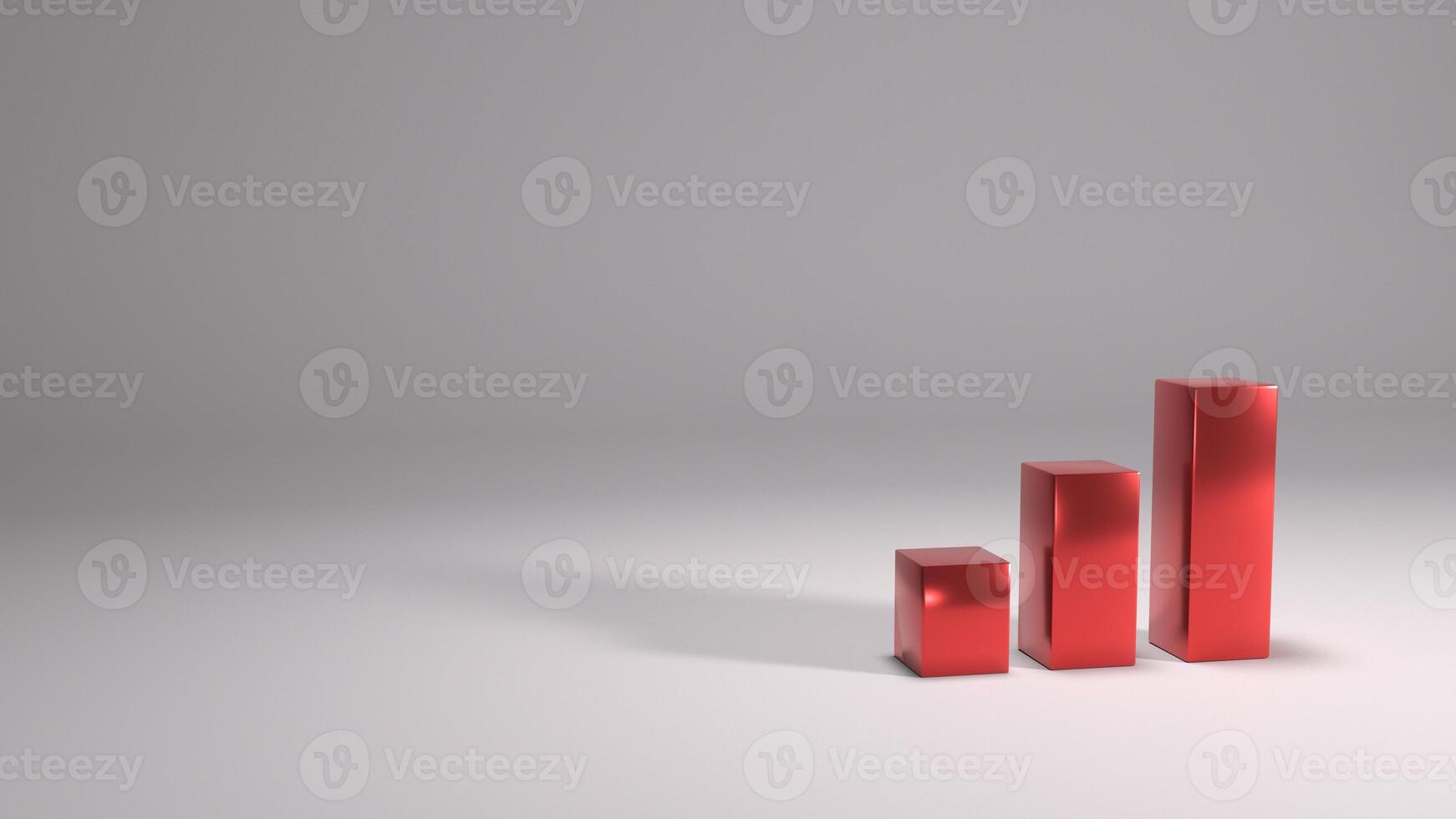 Business statistics graph, negative, red color, 3D rendering photo