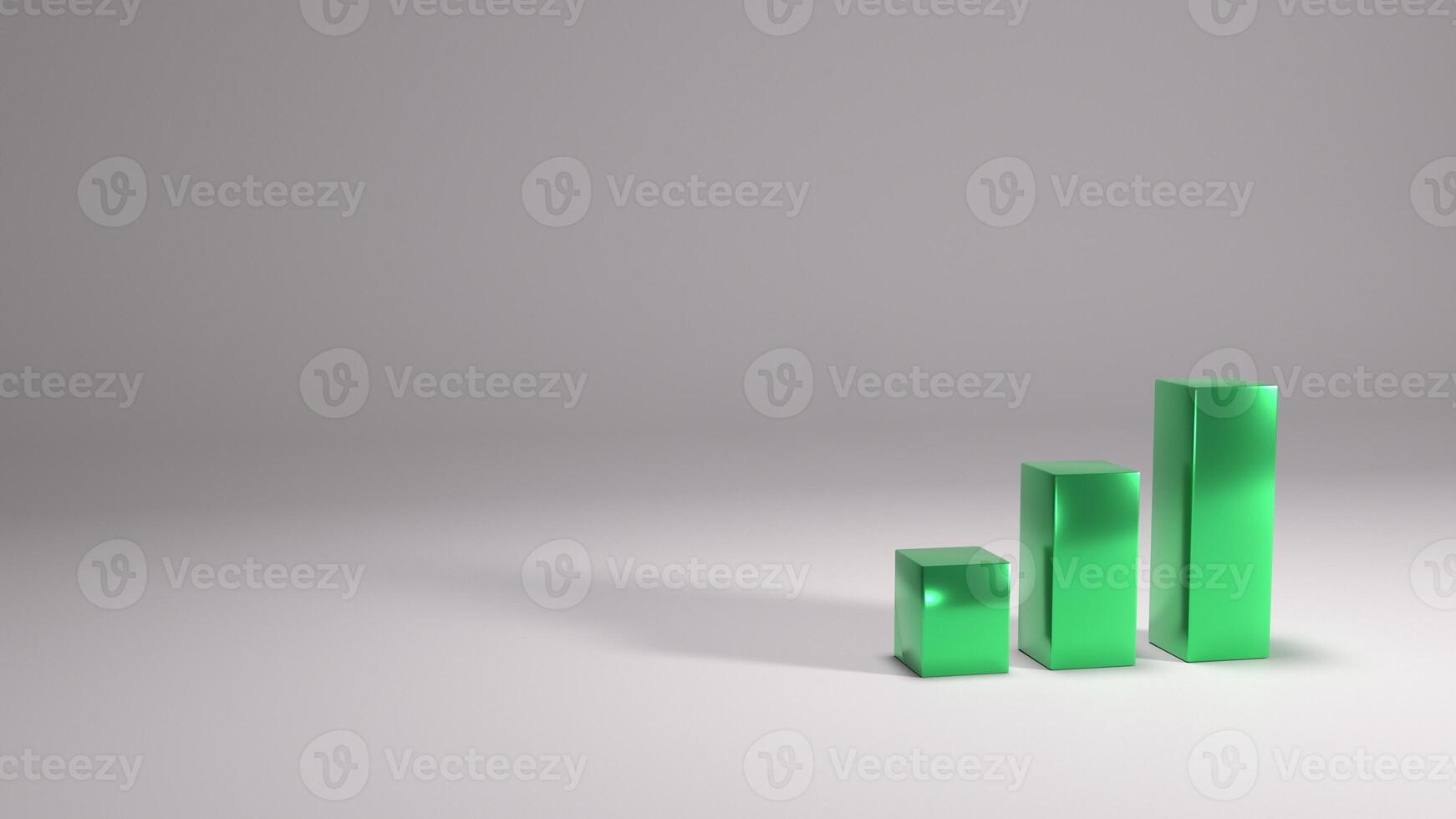 Business statistics graph, positive, green color, 3D rendering photo