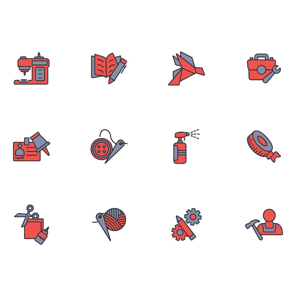 Crafting icon set colours vector