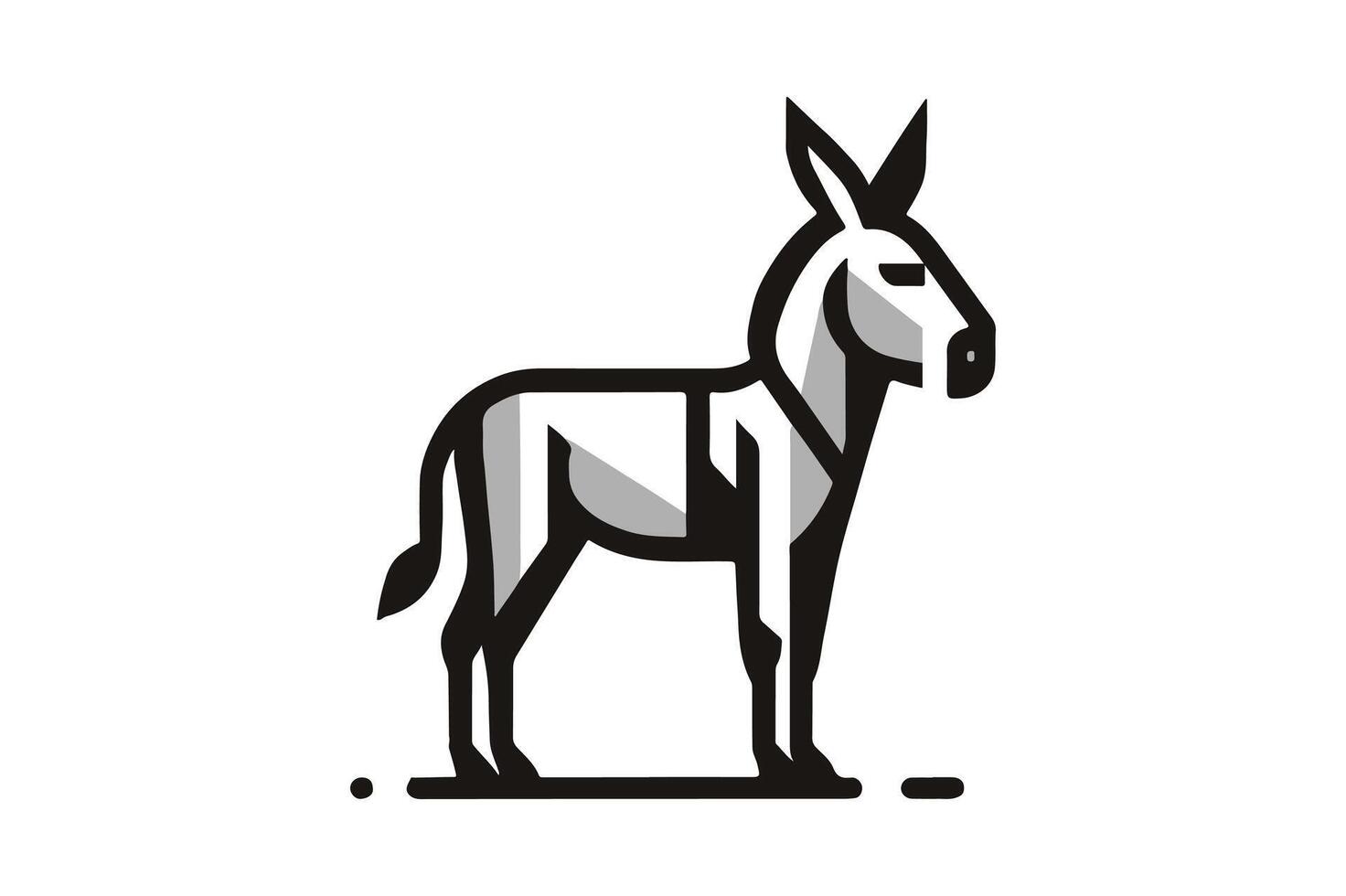 Detailed Donkey Silhouette in white background vector