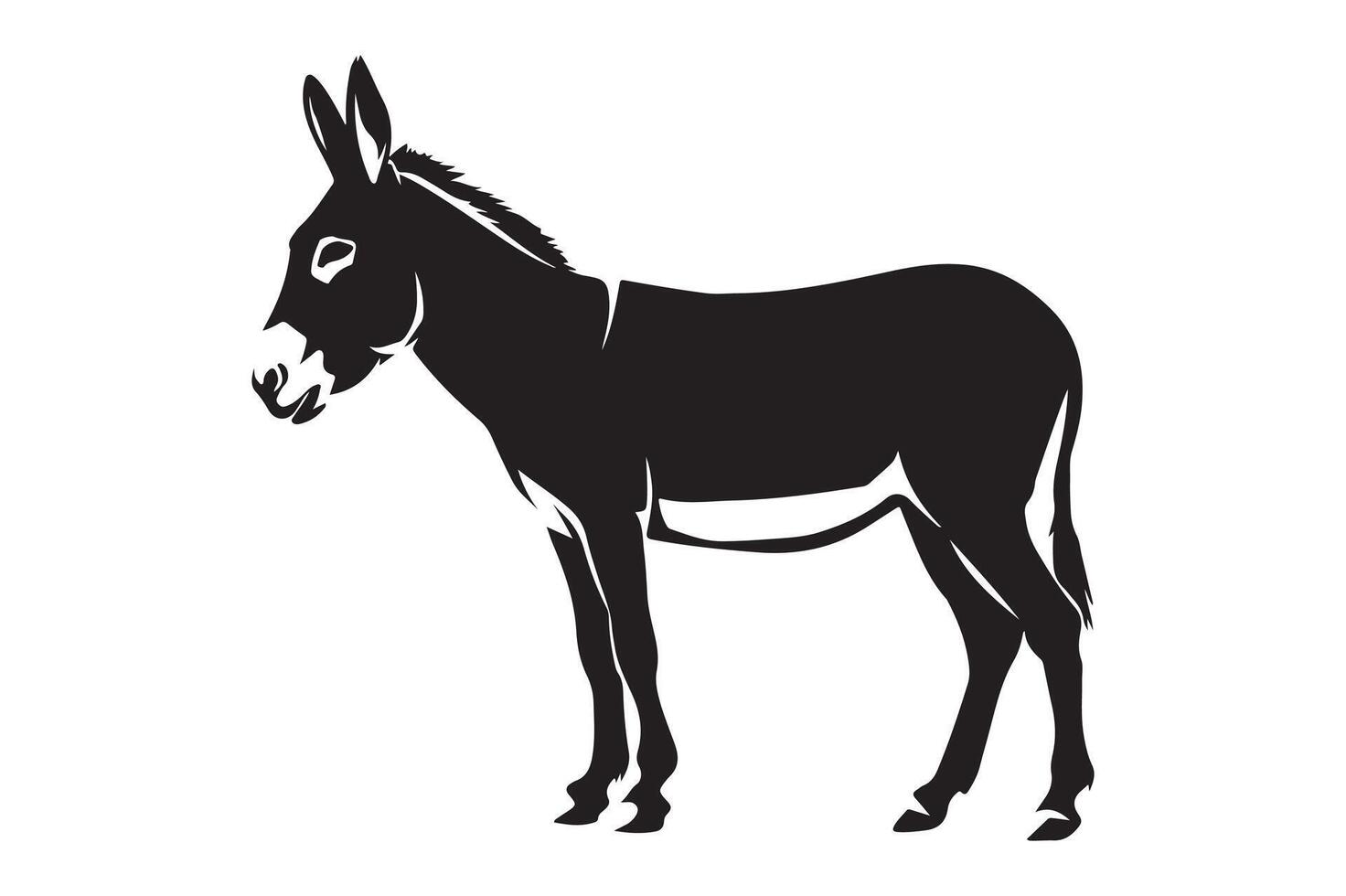 Standing Donkey Silhouette illustration in Profile View vector