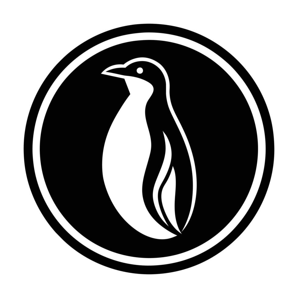 A penguin icon in circle logo vector