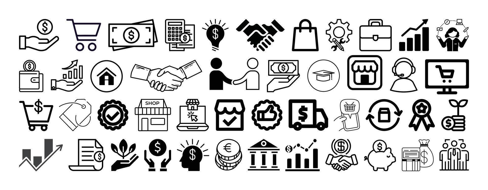 Big set of line icons. Business, icon set collection. vector