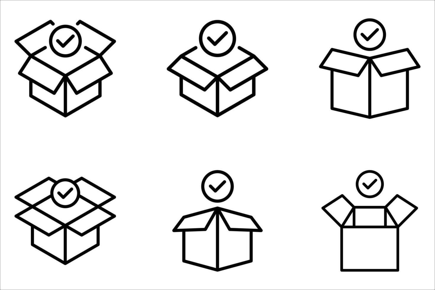 open box icon set on white, vector