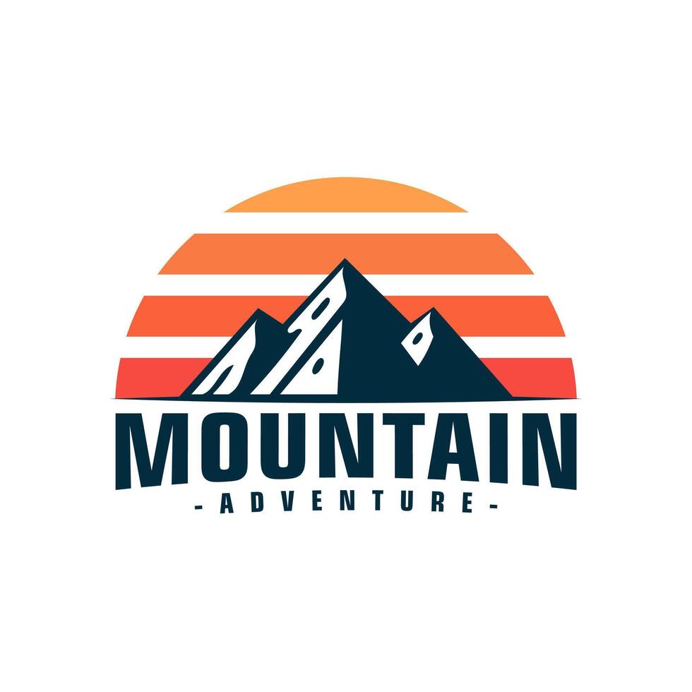 shillouette mountain and sunset logo vector