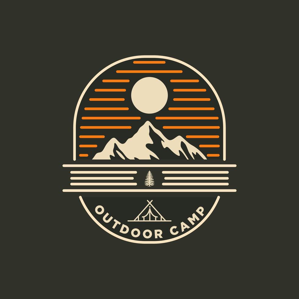 retro mountain advventure emblem vector