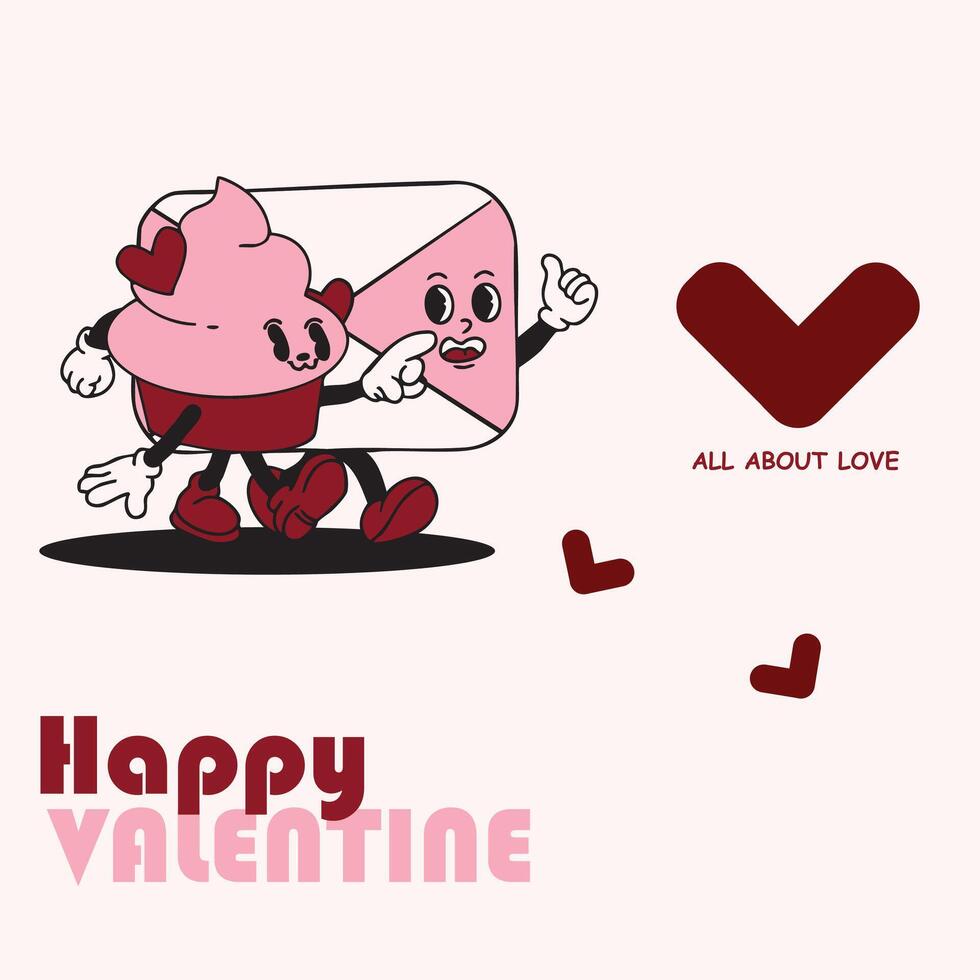 valentine retro character vector