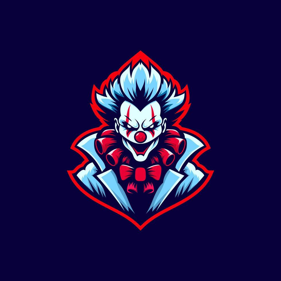 Scary clown mascot gaming logo design vector
