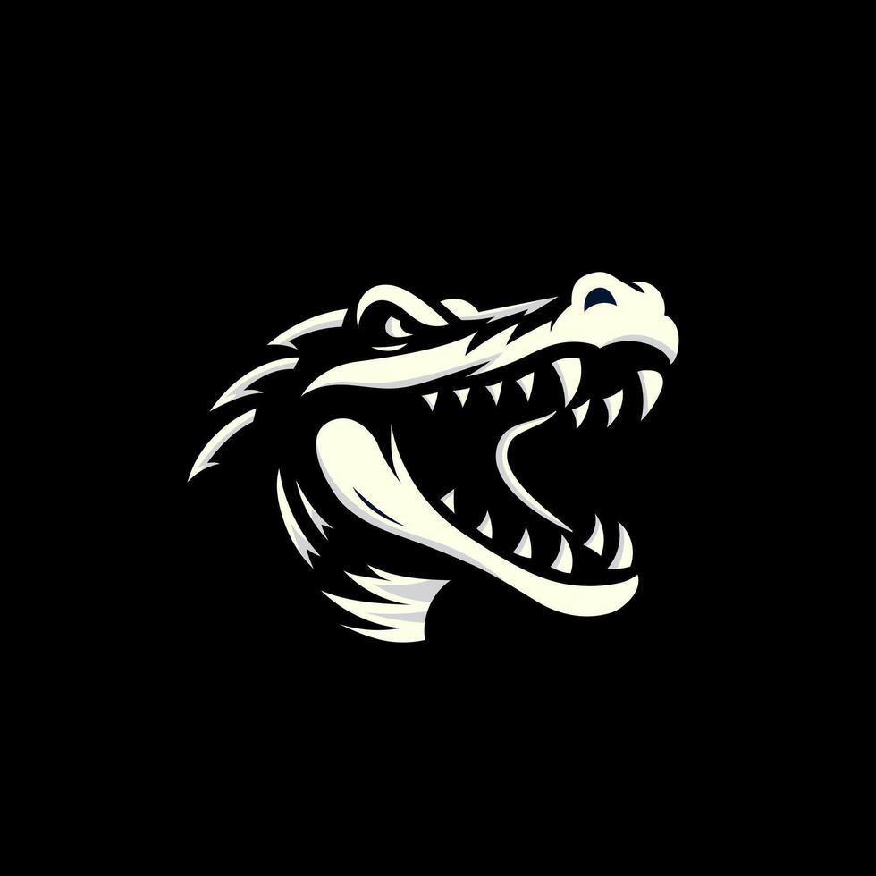 shillouette of alligator head mascot vector