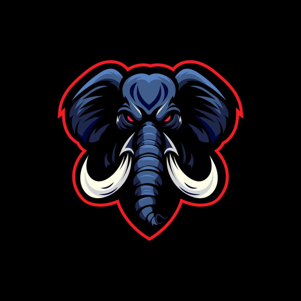 esposrt lElephant mascot, head esports logo design template vector