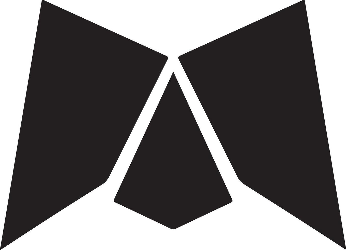 A black logo consisting of sharp vector