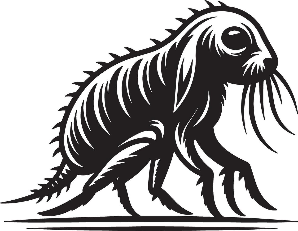 A black and white illustration of a flea vector