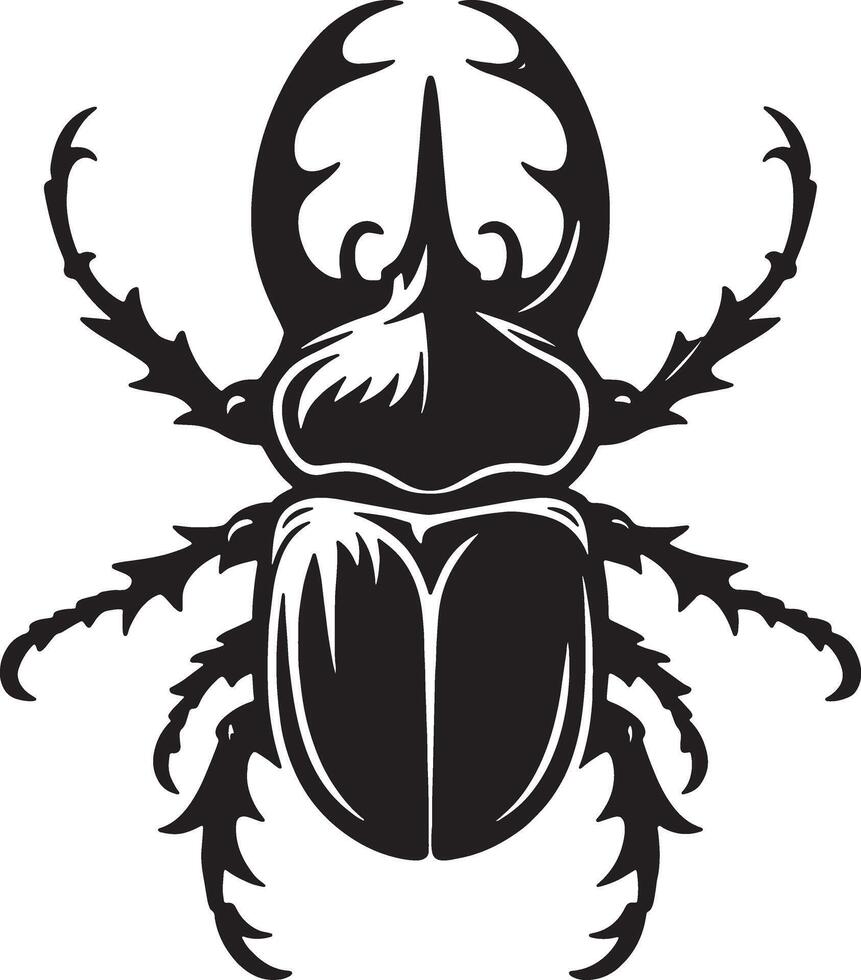 A black and white beetle with horns vector