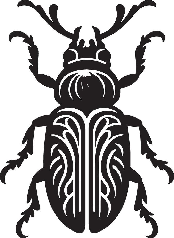 A beetle with tribal patterns on its back vector