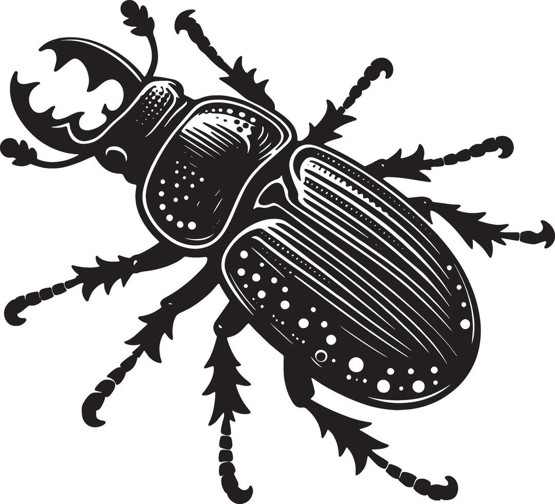 Stag Beetle Silhouette Illustration for Print and Web vector