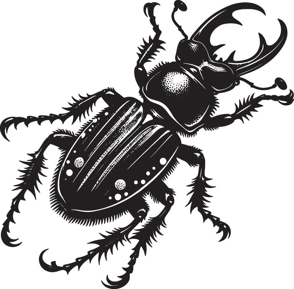 Black Stag Beetle Silhouettes vector