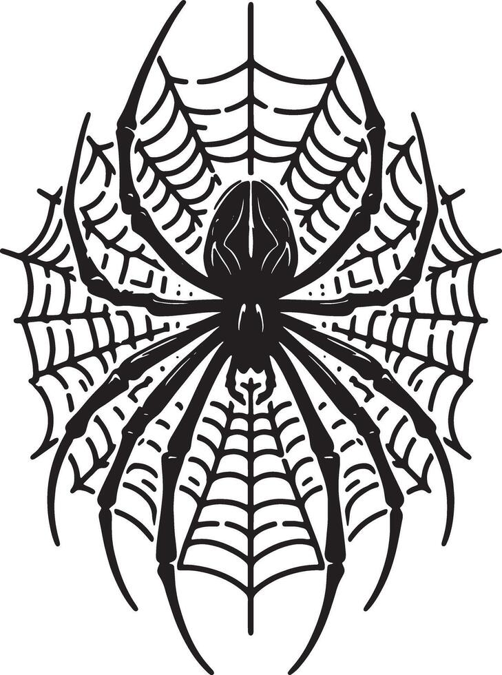Spider Hanging from Thread Silhouette Design vector