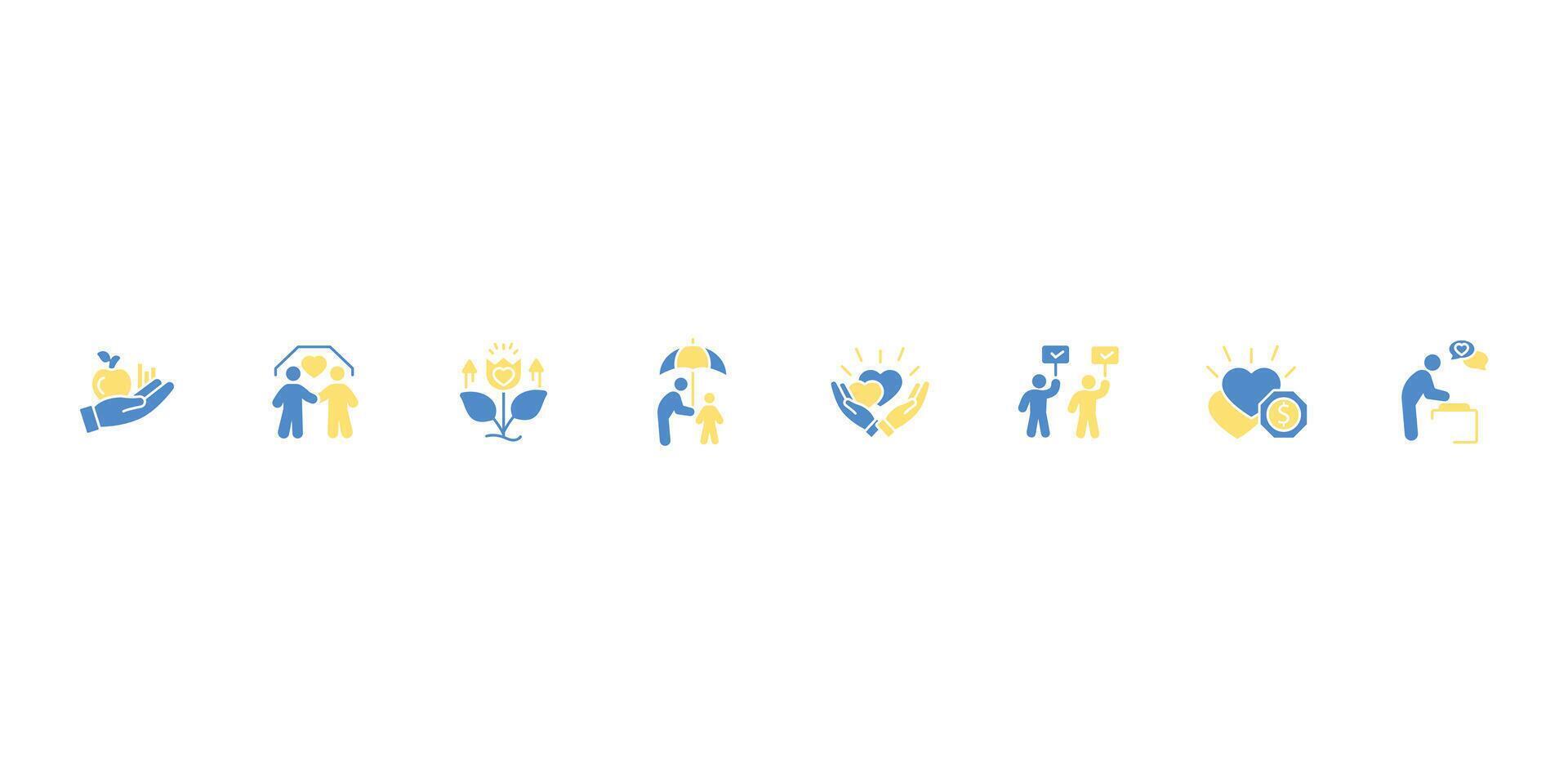 Altruism icon set.Editable stroke.linear style sign vector