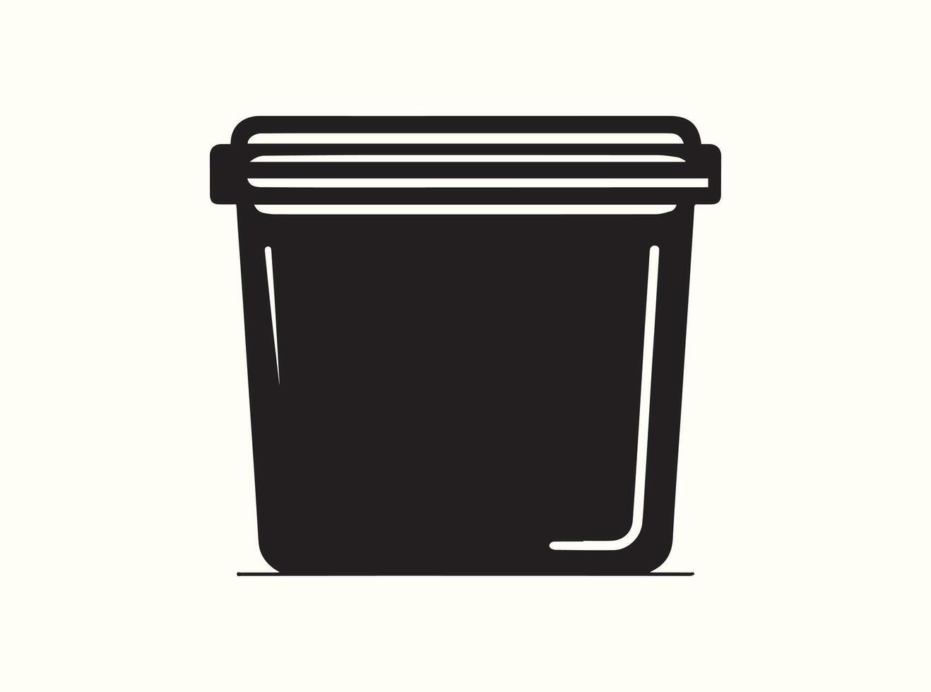 Solid Black Icon of a Plastic Container with Lid vector