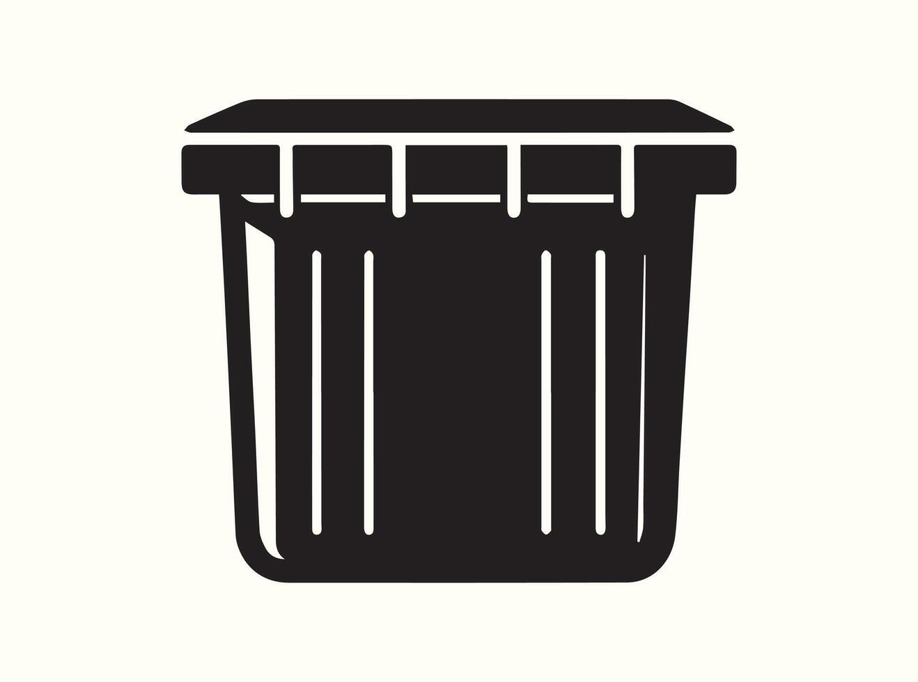 Black Plastic Container with Lid Simple Silhouette vector