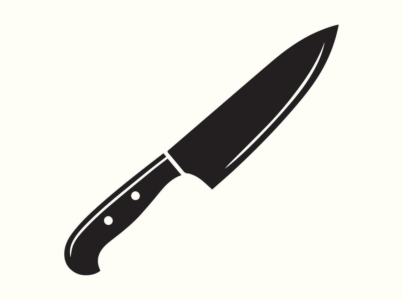 Sharp Kitchen Knife Silhouette in Solid Black vector