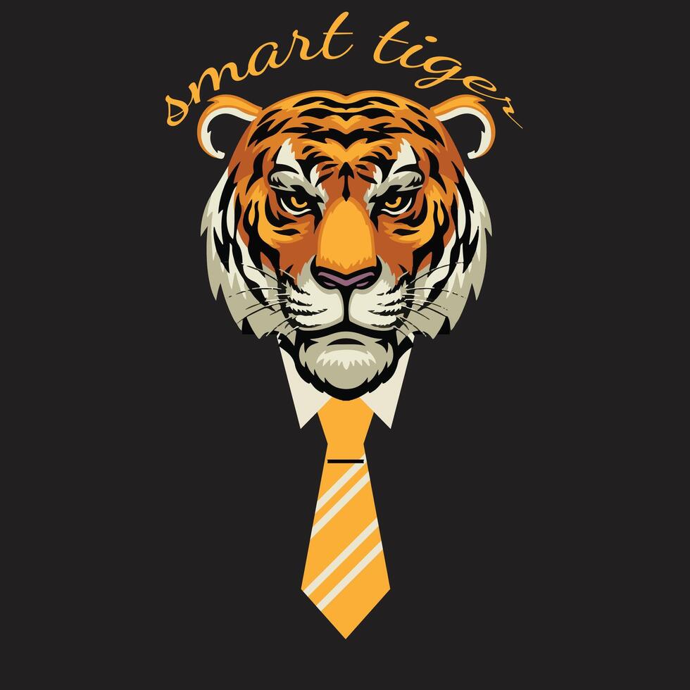 Tigre face design with typography smart tiger vector