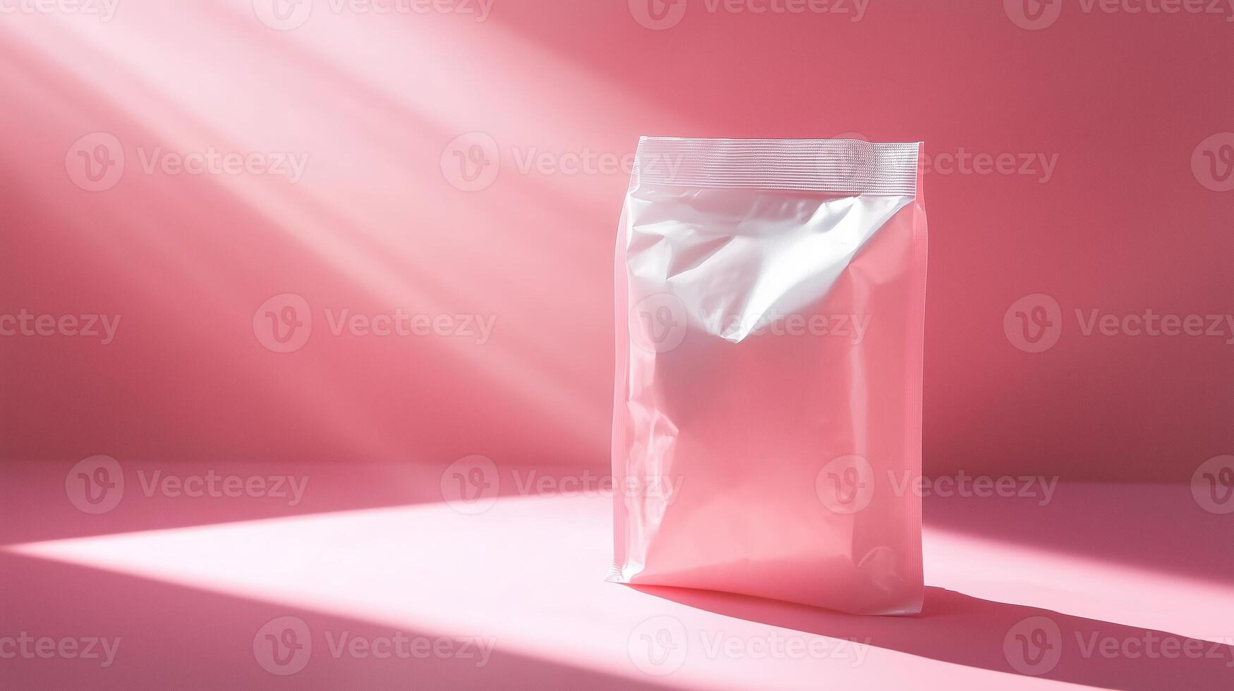 Light shining spotlight on a bag of protein with pink background. 6 photo
