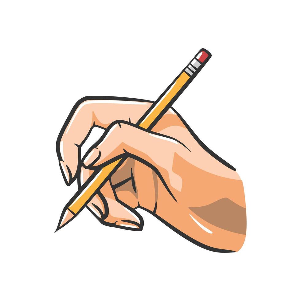Hand Holding Pencil vector