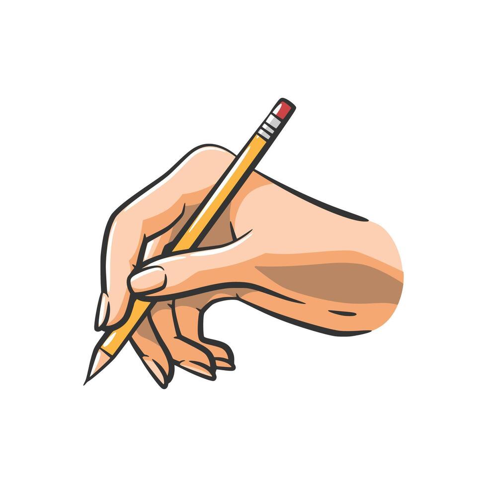 Hand Holding a Pencil vector