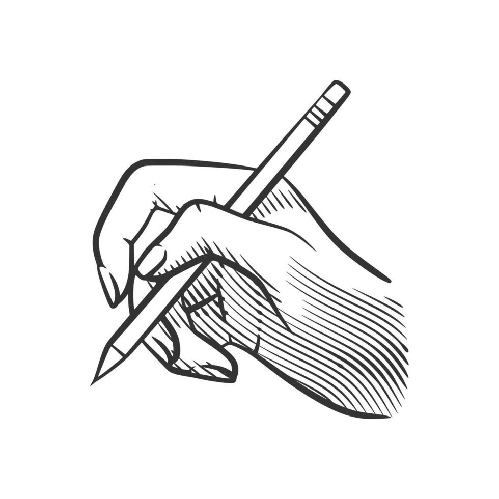 Hand Holding Pencil with Shading Effect vector