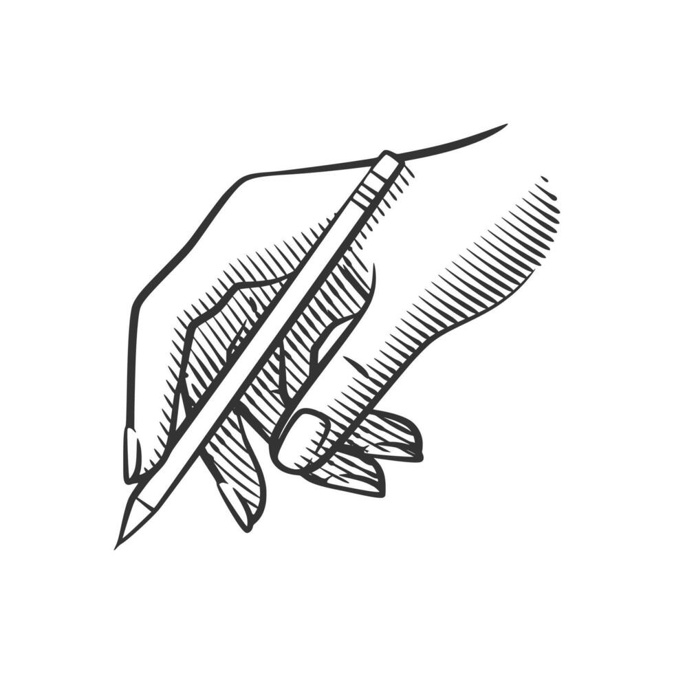 Shaded Line Art of Hand Writing with Pencil vector