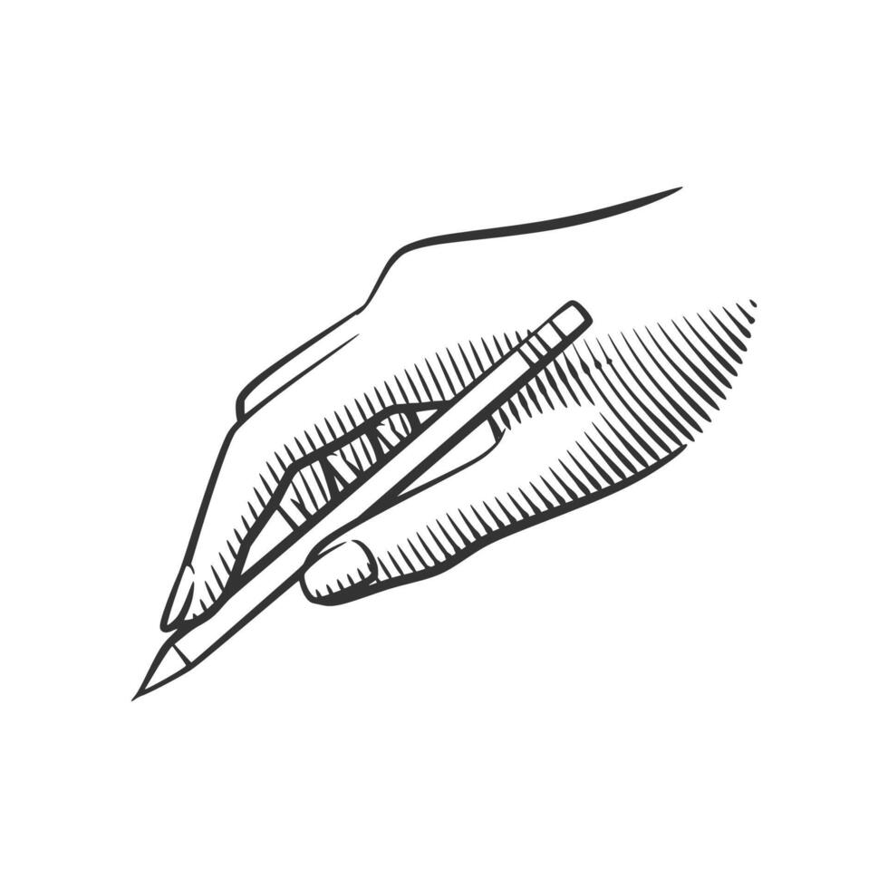 Hand Holding Pencil with Subtle Shading vector