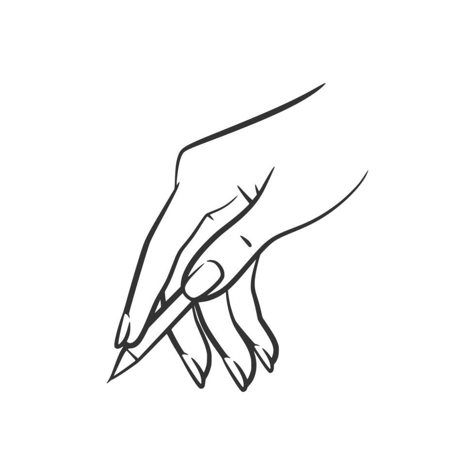 Minimalist Line Art of Hand Holding a Pencil vector