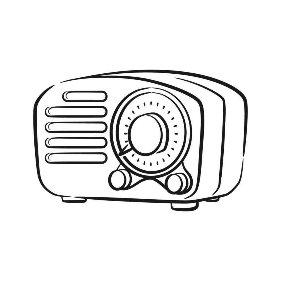 Old-School Retro Radio Line Art vector